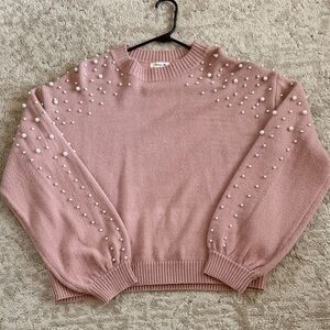 Pink Pearl Embellished Sweater
